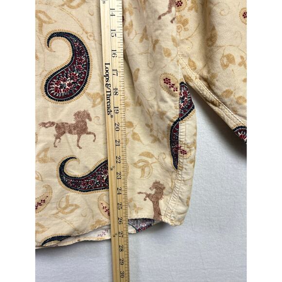 Women’s Bit & Bridle Western Horse Corduroy Shirt Button Down Large  - Picture 7 of 8
